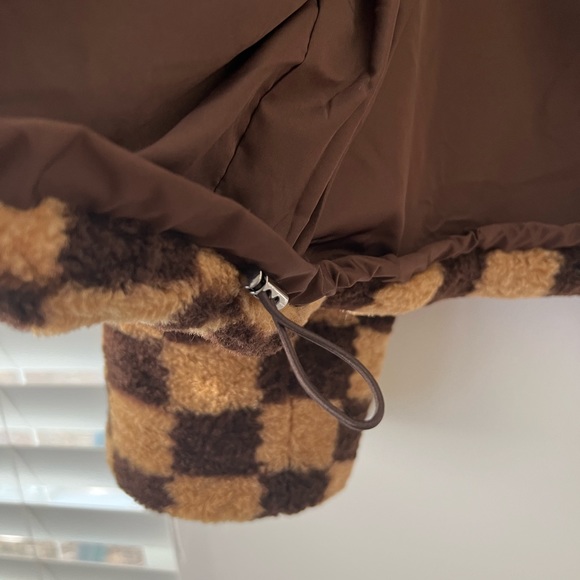Brown and Black Checkered Fleece Jacket - Picture 2 of 6